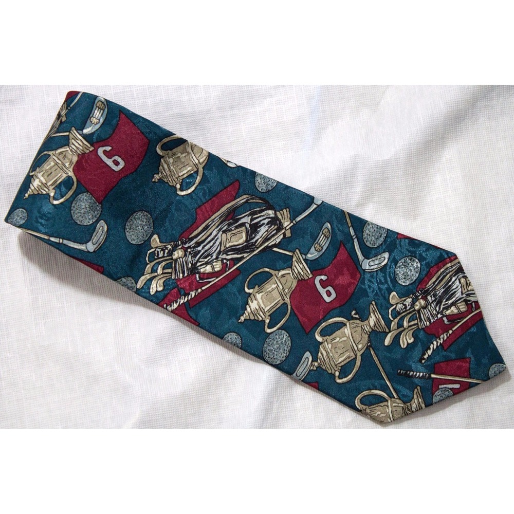Men's Neck Tie Golf Clubs Flags Trophy‎ Made In The USA